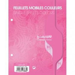 Feuilles simples Calligraphe - 17x22 - Roses - 100p - Séyès - 80g - Perforées
